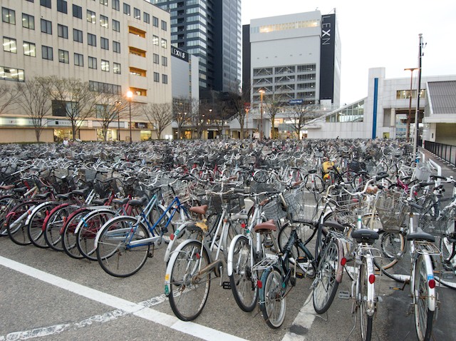 Bicycle parking lot in Niigata, Japan.