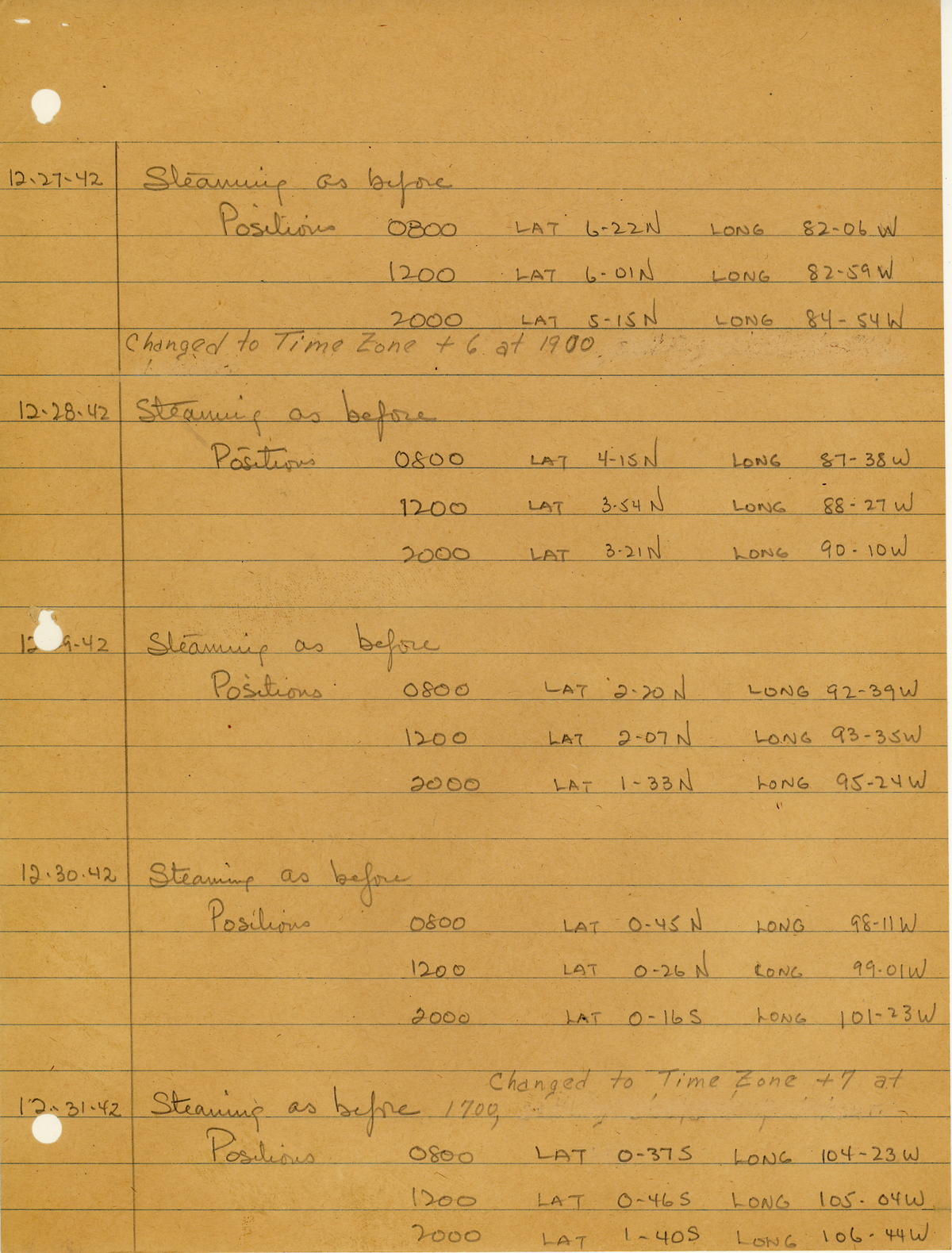 page from war diary