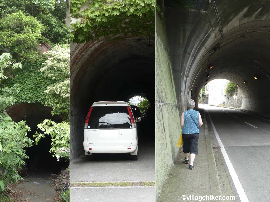 entrance and exit of one lane tunnel. two-lane tunnel.