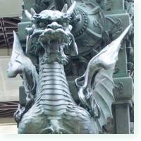 A kirin stares you down on Nihon Bashi (Japan Bridge) in Tokyo