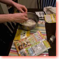 making okonomiyaki from a mix