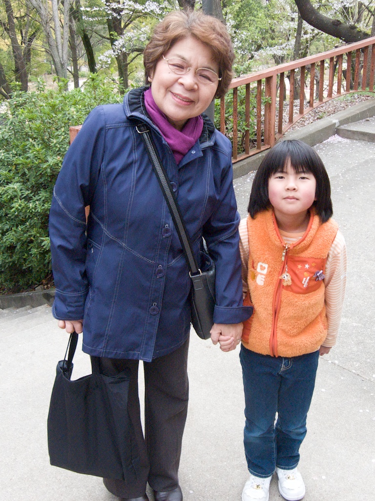 Grandmother and Granddaughter Exchange Greetings