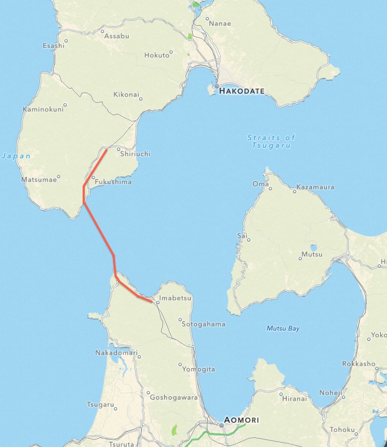 Seikan Tunnel passes under Tsugaru Strait. The strait connects the Pacific Ocean on the East and the Sea of Japan on the West. While local trains run through the tunnel 54km tunnel in 24 minutes, the rails can handle Shinkansen speeds.