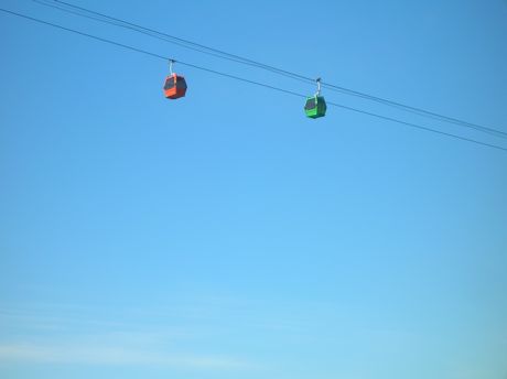 April Fools in May! In reality, the cars hang stable in the wind.